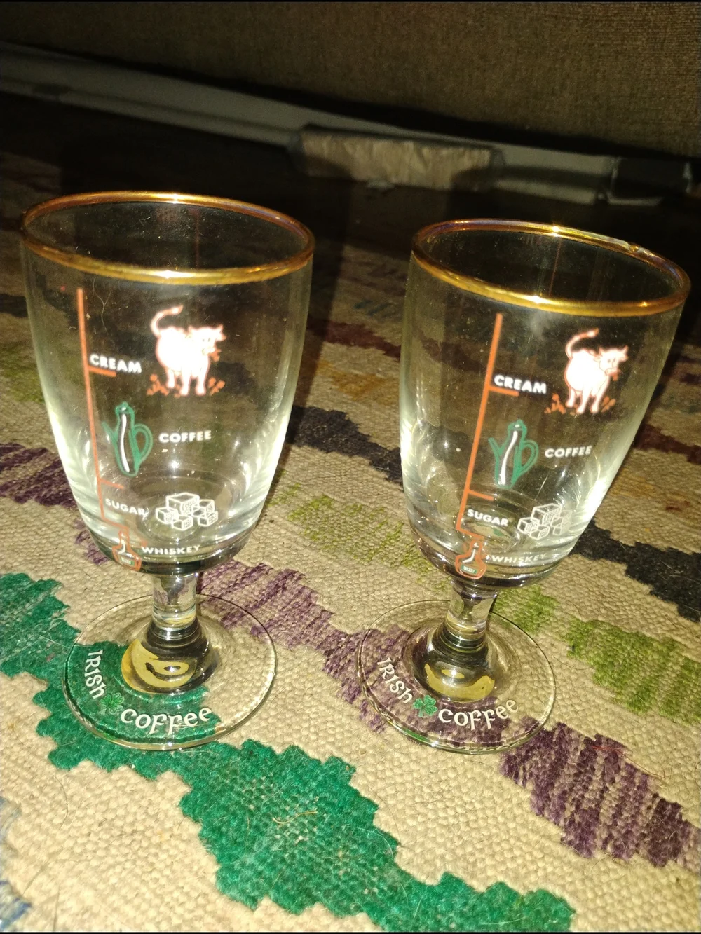 Two Vintage Irish Coffee Glass with Gold Rim - Clear